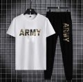 TRACKSUIT - White Camouflage Army Printed Tracksuit For Men - Soft & Comfy Fabric Tshirt & Trouser Commando Printed Tracksuit. 