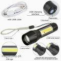 USB Charging XPE+COB LED Flashlight Lamp Torch With Clip Three Mode Zoomable Lamp Built in Battery with Box For Gift Light. 
