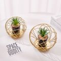 MULTIPURPOSE SPHERICAL GOLDEN METAL ROOM DECORATION ITEM WITH ARTIFICIAL FLOWER SUCCULENT PLANTER POT STAND. 