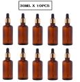 30ml Pack of 10 Empty Amber Glass Dropper Bottle for Essential Oil and Serum Essential Oil Refillable Drop Container. 