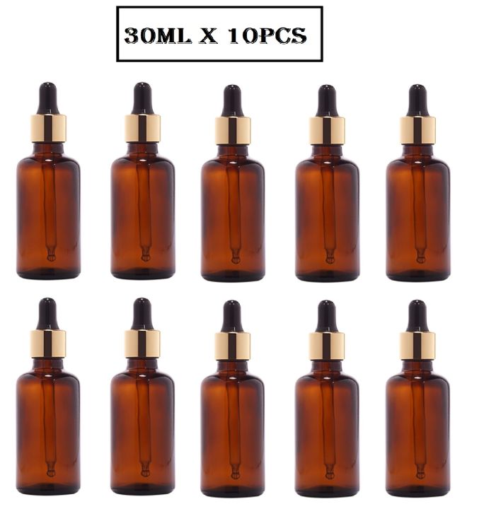 30ml Pack of 10 Empty Amber Glass Dropper Bottle for Essential Oil and Serum Essential Oil Refillable Drop Container