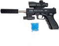 Glock Toy Gun with Scope,Laser Sight,Rubber Bullets and Water beeds Guns & Darts  (Black. 