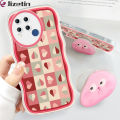 Jizetin for Realme C15 Back Cover + Free Pop Socket Love Ripple Soft Wavy Shape TPU Phone Case For Girls Boys. 