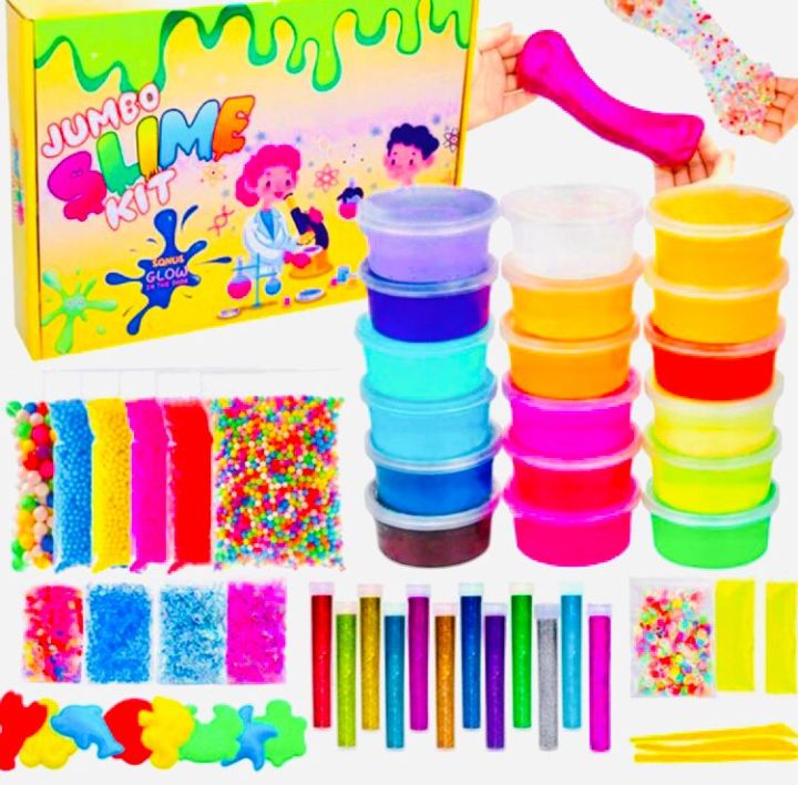 12 Slime pack & 6 Glitter bottle Orbeez ball and WaterBaloons/ 2 Clay mitti pcs : 10 stick icecream
