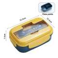 Student Lunch Box 3 Compartment Plastic Microwaveable Japanese Style Leak-proof Food Container Storage 3 Compartmentalized Box With Fork & Spoon. 