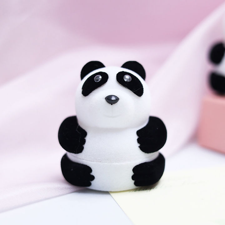 Velvet Lovely Panda Jewelry Box Ring Earrings Present Boxes For Jewellry Wrap