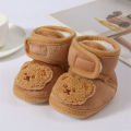 Thick Warm Baby Shoes Cute Bear Winter Coral Fleece Boy Girl First Walkers Soft Sole Plush Anti-Cold Baby Shoes. 