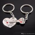 Couple Keychain Lovers BBF Key Chain Holder Love Heart Best Friends Gift. 