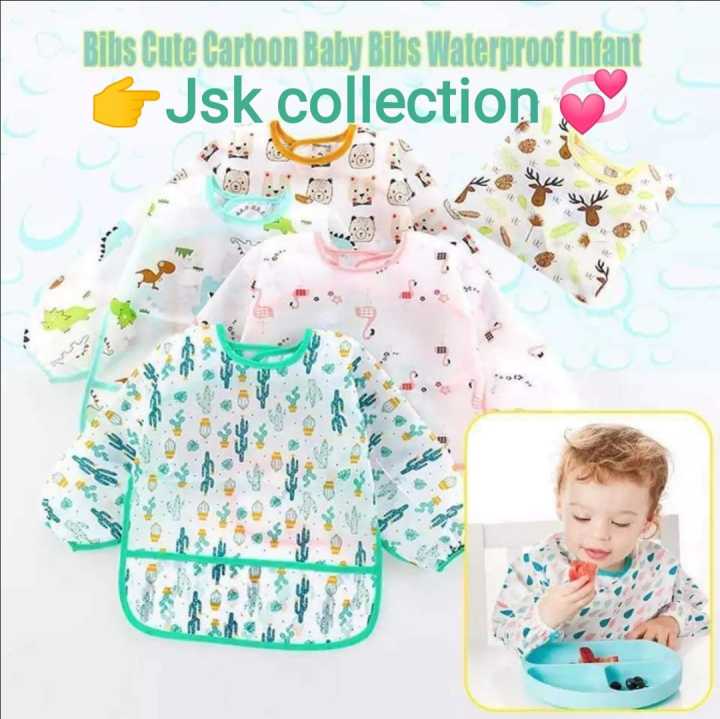 Baby Waterproof plastic full Sleeves Smock Imported Bib Long Sleeve Bibs Baby Boy and baby Girl Unisex Infant