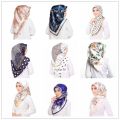 Bawal Satin scarf Silk Shawl Printed bawalmurah square tudung cantik. 