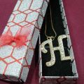 Golden Stainless "H" Alphabet Locket with Chain For Girls & Boys. 
