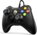 VOYEE PC Controller, Wired Controller Compatible with  Xbox 360 & Slim with Upgraded Joystick, Double Shock | Enhanced (Black). 