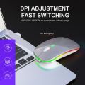 HXSJ M40 2.4GHZ 800,1200,1600dpi Third Gear Adjustment Colorful Wireless Mouse USB Rechargeable. 