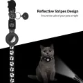 Cat Collar, for Apple Air Tag Cat Collar, in 3/8Inch Width Black. 