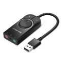 UGREEN__ External Sound Card, USB to 3.5mm Headphone & Microphone Jack Audio Adapter - Compatible with Windows/ macOS/ Linux/ PS4/ PS5 - Black. 