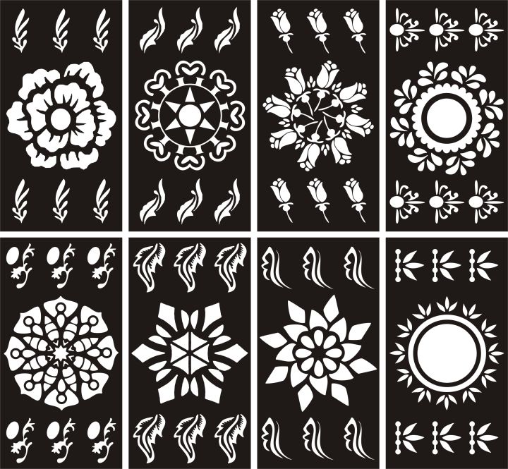 8 Tikki Designs Mehndi Stencils Stickers