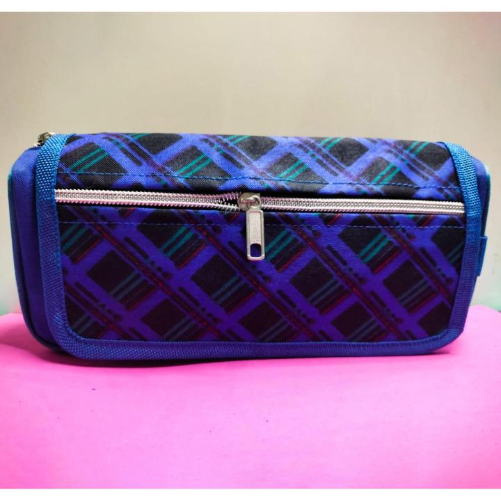 Blue Checkers Pencil Case - Large Capacity Pouch for BOYS and GIRLS - Pencil Box