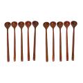 10 Pieces Korean Style 10.9 inches 100% Natural Wood Long Handle Round Spoons (Korean Style Soup Spoon). 