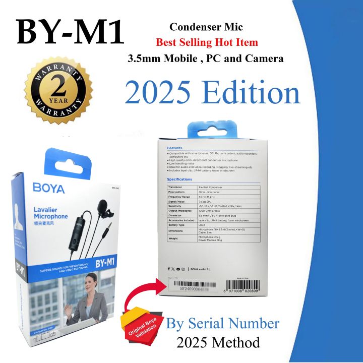 2 Years Warranty - Boya M1 Lavalier Collar Microphone for DSLR & Android Phone BY-M1 Mic