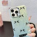 【Ready stock+COD】Korean Ins Mint Green Bow Unique Laser Phone Case for IPhone 15 14 13 Pro Max 12 11 Pro Max for IPhone 11 12 13 14 15 Pro Capa. 