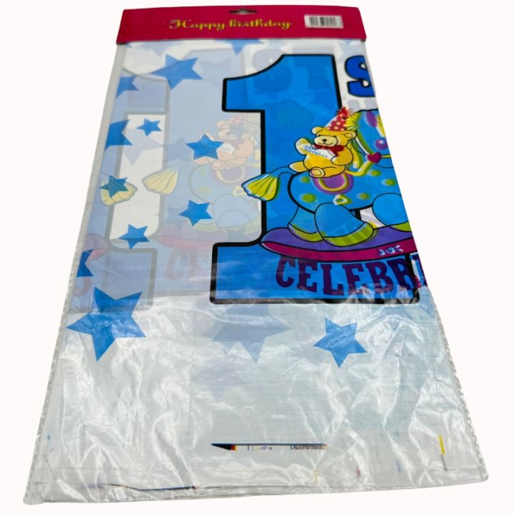 FIRST BIRTHDAY TABLE COVER IN BLUE COLOR - 1ST BIRTHDAY TABLE COVER