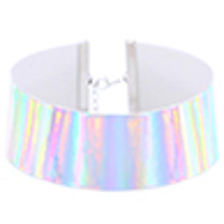 Unique Holographic Choker Women Handmade Laser Rainbow Punk Gothic Necklace