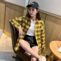 Plaid Shirt Women's New Spring and Autumn Clothing Long Sleeve Loose Korean Style Shirt Retro Hong Kong Style Top. 