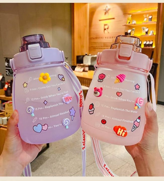 New Fancy 1300ML Oval Shape Direct Sip Water Bottle with Random Assorted Colors