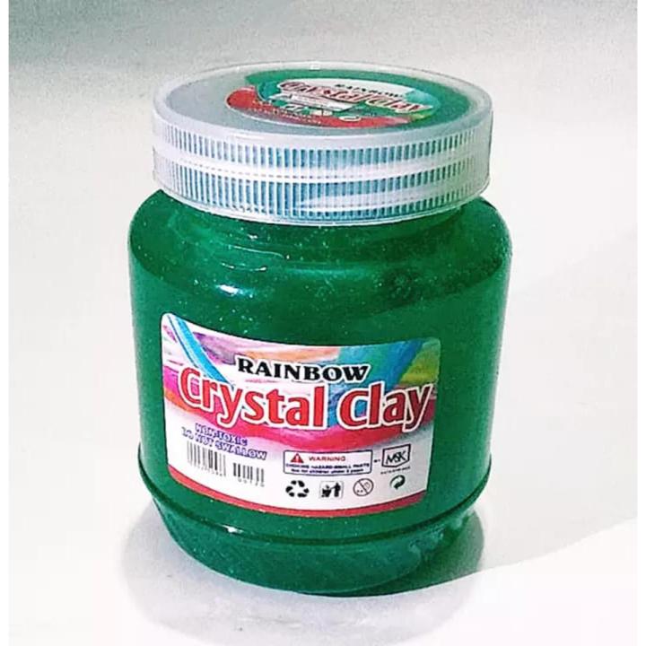 (GLITTERY DARK GREEN) Rainbow Crystal Clay For Kids Playing 8.5cm Bottle. (Non-Toxic)