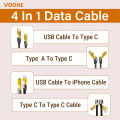 VOOXE 4-in-1 65W Fast Charging Magnetic Cable | USB-A to Type-C & iPhone, Type-C to Laptop | Nylon Braided, Multi-Purpose Data Cable. 