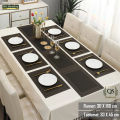 7Pcs  Placemats & Runner Set Heat Resistant , Stain Resistant Washable PVC Table Mats for Dining - Table Woven Vinyl - QS Bedding. 
