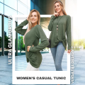 Fast Forward Women’s Tunic Blouse Twist Knot, Long Sleeves T Shirt, Loose Fitting Pullover Tops. 