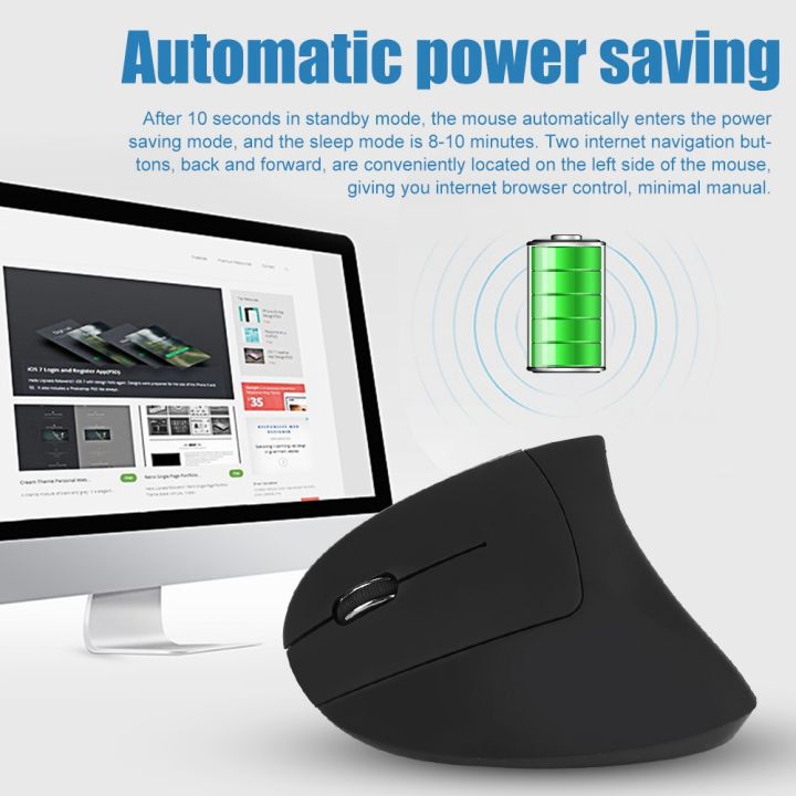 Left-Handed 2.4GHz Wireless USB Ergonomic Vertical Optical Mouse For PC Computer Laptop