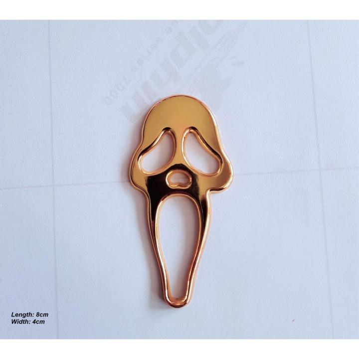Ghostface Logo Gold Color Style 1 piece Logo Metal Emblem Metal Body Monogram For Car Motorcycle Decorative Metal Marka Self Adhesive Metal Logo