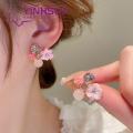 Yinhsly Cubic Zircon Earrings Chic Flower-shaped Cz Stud Earrings for Women Elegant Ear Studs Jewelry Gift for Girls Trendy Style Flower Stud Earrings. 