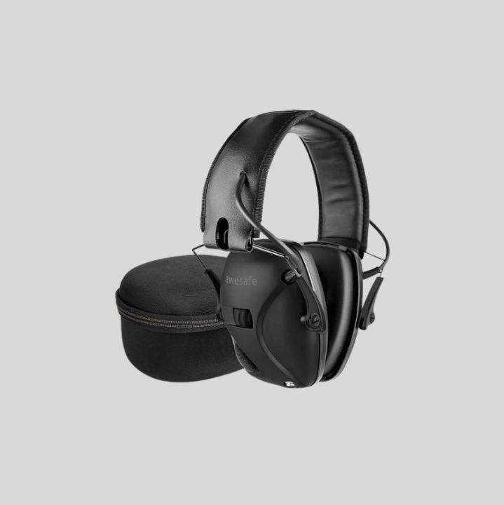 awesafe Electronic Shooting Earmuff Ear Hearing Protection Safety Ear Muffs Noise Reduction Sound Amplification (Black)