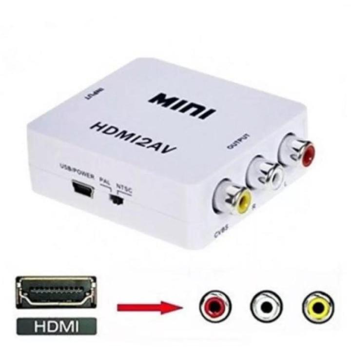 HDMI TO AV Scaler Adapter HD Video Converter Box HDMI2AV Support NTSC PAL , HDMI to AV/RCA CVBS Adapter 1080P Video Converter HDMI2AV Adapter Converter Box