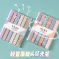 6PCS/Set Highlighters Double Tip Light Color Highlight Markers Soft Tip Highlighter Fluorescent Pen Student Stationery. 