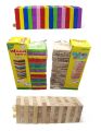 52 Pieces Jenga Wooden Number and Multicolor Blocks for Kids Game with 1 and 4 Dice Stacking Tumbling Tower Multicolor. 