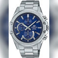 Casio Edifice Mens Slim Series Steel Chronograph Blue Date Dial Silver Steel Band Watch-EFR-S567D-2AVUDF. 