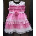 Baby Pink & White Frock - Fancy Frock - Frill Frock (2-8yrs). 