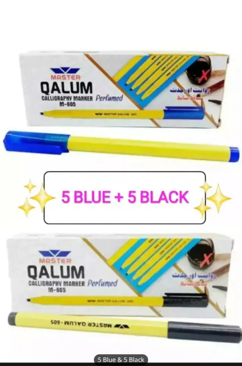Master_%20Urdu%20Qalum%20605%20-%20Calligraphy%20Marker%20-%2010%20Markers%20-%20Blue%20&%20Black%20-%20Image%203