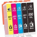 05 Remándóm Ink Cartridges Replacement/compatible for Canon PGI-550 XL / CLI-551 XL with Chip and Level Indicator for Canon Pixma IP7250 IX6850 MG5450 MG5550 MG5650 MG5655 MG6450 MG6650 MX725 MX925. 