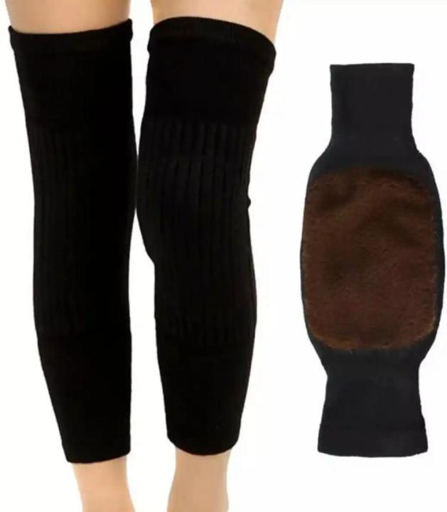 1 Pair Knee Brace Thermal Winter Sleeves Long Warm Leg Sleeve Wool Pad Support