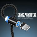 Magnetic Cable 3 in 1 Fast Charging Cable-Micro USB Charger-Iphone Charger - Type C Charger - Type C Connectore Pins Fast Charger For All Mobiles - Magnetic Charging Cable Micro USB Type C & iOS - 3A Fast Charging-360 Degree LED Indication-multi colours. 