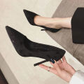 Women's High Heels Pointed Toe Stiletto Shoes, Black Work Shoes, Shallow Mouth, Available in EU Sizes 34-40. 