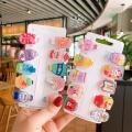 10Pcs Set Cartoon Hair Pins girls kids hair accessories Mini cute Solid hair clips for children mix design. 