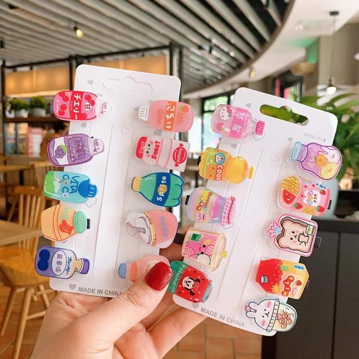 10Pcs Set Cartoon Hair Pins girls kids hair accessories Mini cute Solid hair clips for children mix design