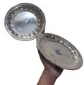 4 Pcs Large Round Plates Stainless Steel Traditional Design 10 inches. 