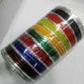Resham bangles set 8 coloured& silver. 
